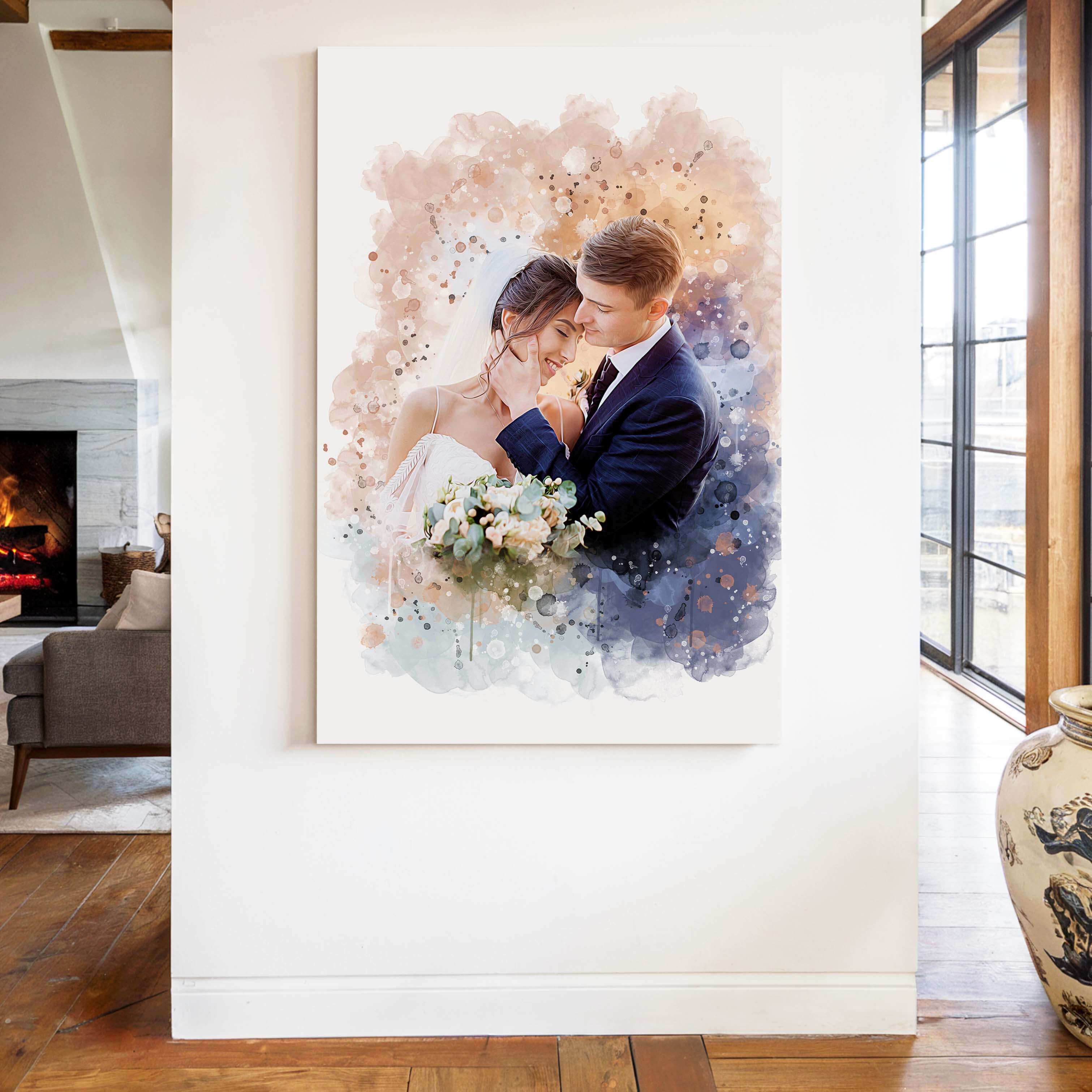 Hochzeitspaar Portrait auf Leinwand