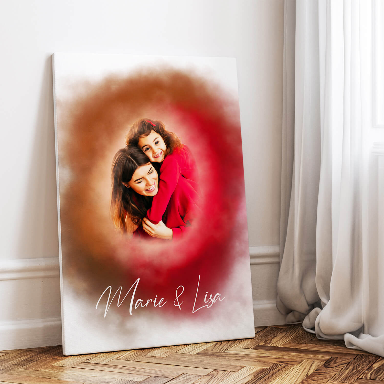 personalisiertes familienportrait auf leinwand